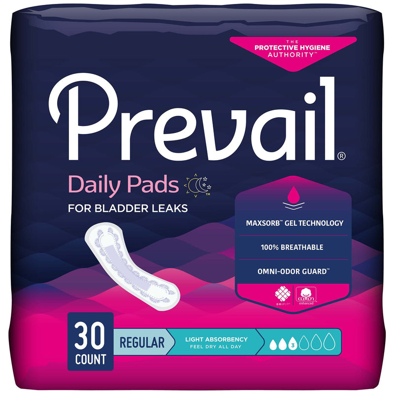 PREVAIL® DAILY PADS LIGHT ABSORBENCY BLADDER CONTROL PAD, 9¼ INCH, SOLD AS 90/CASE FIRST PV-930/2
