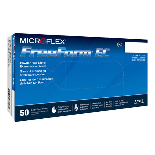 Freeform® Ec Nitrile Extended Cuff Length Exam Glove, Large, Blue, 1/Bx
