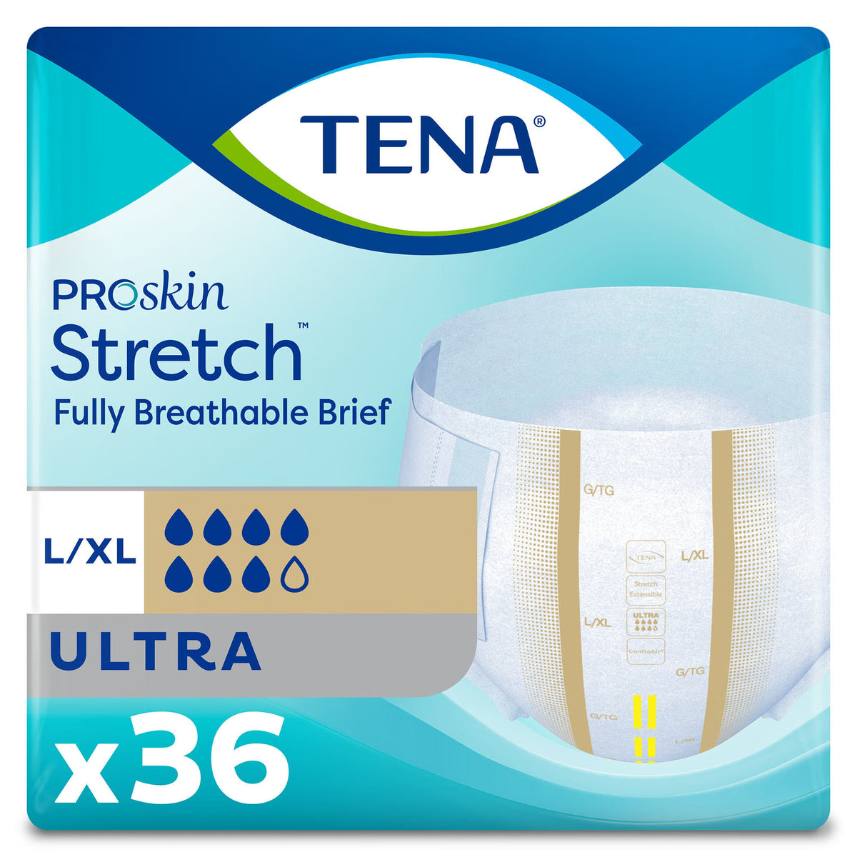 Tena® Proskin Stretch™ Ultra Incontinence Brief, Large / Extra Large, 72/Cs