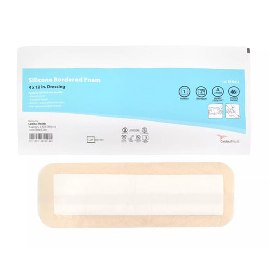 Dressing, Sil Border 5Layer Adh Str 4"X12" (5/Bx 5Bx/Cs), 5/Bx