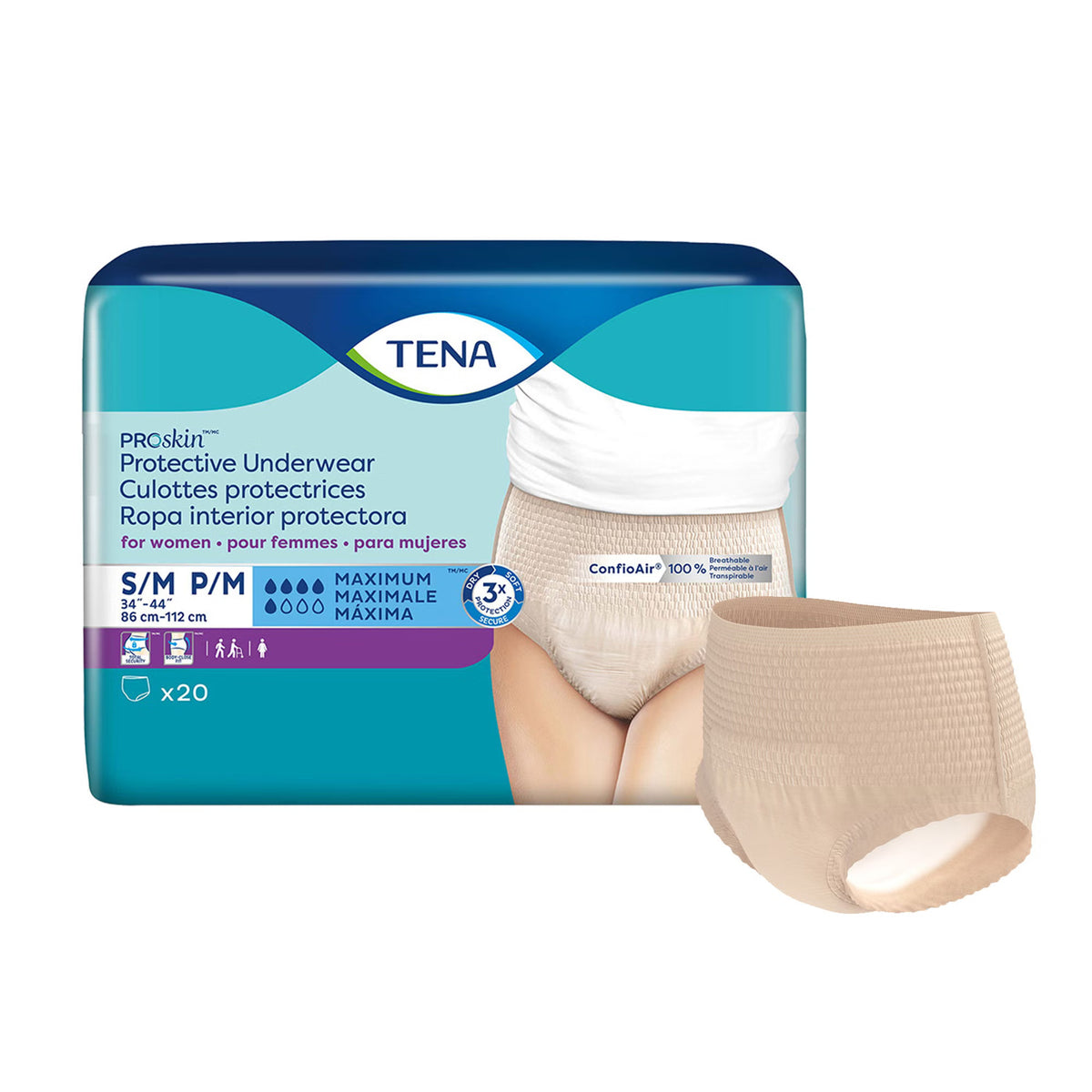 Tena® Proskin™ Maximum Absorbent Underwear For Women, Small / Medium, 20/Bg