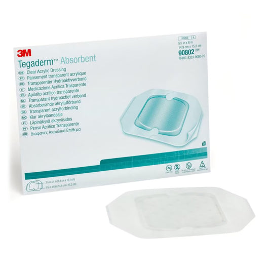 3M™ Tegaderm™ Absorbent Acrylic Transparent Film Dressing, 5-7/8 x 6 Inch, 10/BX