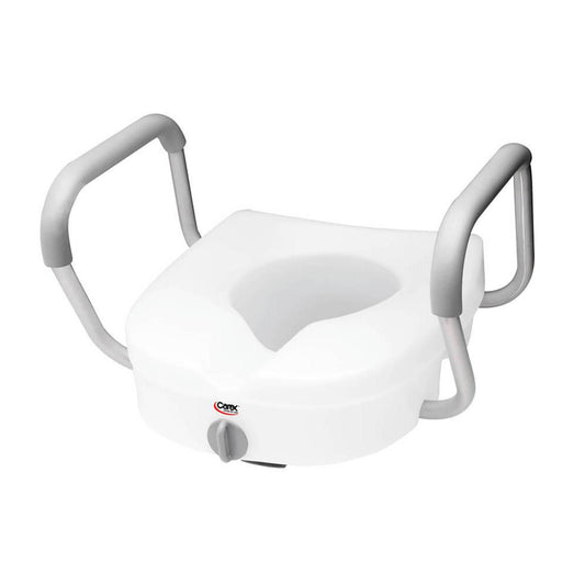 Carex® E-Z Lock™ Raised Toilet Seat With Armrests, 1/Ea