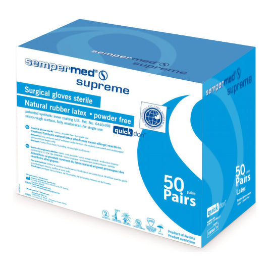 Sempermed® Supreme Latex Surgical Glove, Size 7.5, Ivory, 50/BX