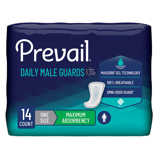Prevail® Daily Male Guards Maximum Bladder Control Pad, 12.5-Inch Length, 126/Cs