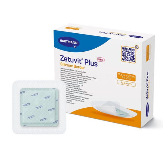 Zetuvit® Plus Silicone Border Super Absorbent Dressing, 5 x 5 Inch, 10/BX