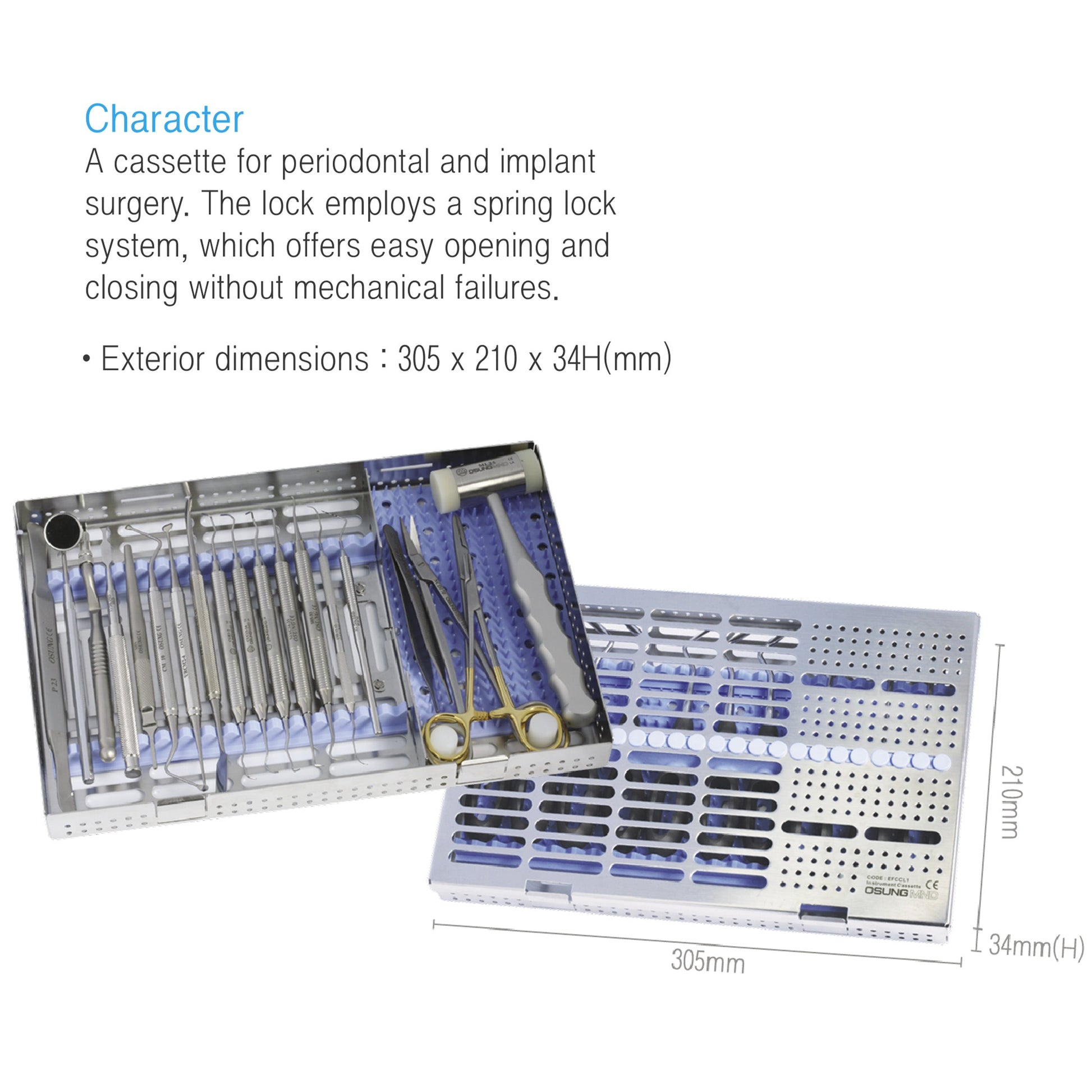 Osung 12" x 8.2" Dental Instrument Cassette -EFCCL1 - Osung USA