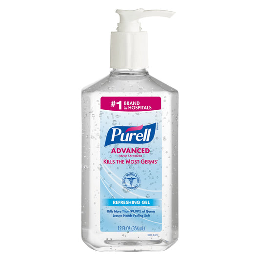 Purell® Advanced Hand Sanitizer, Ethyl Alcohol Gel, 12-Ounce Pump Bottle, 12/Cs