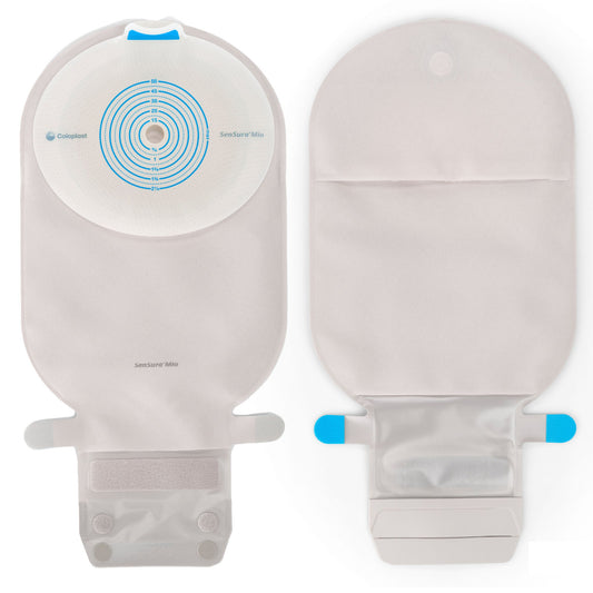 SenSura® Mio Flat 1-Piece Opaque Ostomy Pouch, Trim to fit 10 – 55 mm Stomas, 10/BX