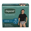 DEPEND® FRESH PROTECTION™ MEN'S MAXIMUM ABSORBENCY UNDERWEAR, SMALL/MEDIUM, SOLD AS 19/PACK KIMBERLY 43616