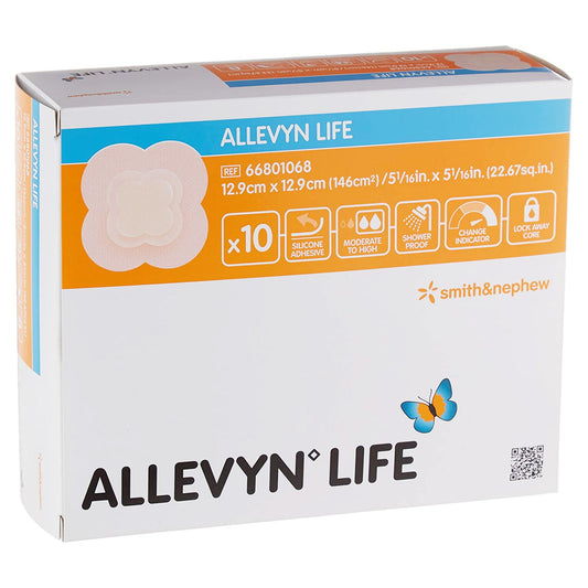Allevyn Life Silicone Adhesive With Border Silicone Foam Dressing, 5¾ X 5¾ Inch, 10/Bx