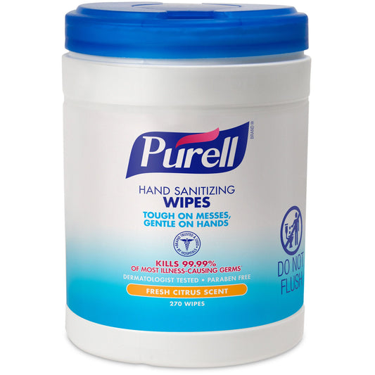 Purell® Hand Sanitizing Wipes, 0.13% Strength Benzalkonium Chloride, Canister, 6/Cs