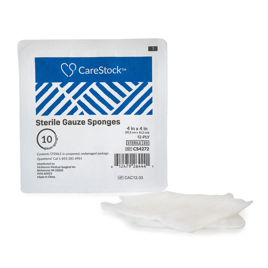 Carestock™ Sterile Gauze Sponge, 4 X 4 Inch, 1280/Cs