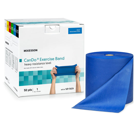 McKesson Exercise Resistance Band, Blue, 5 Inch x 50 Yard, Heavy Resistance, 1/EA