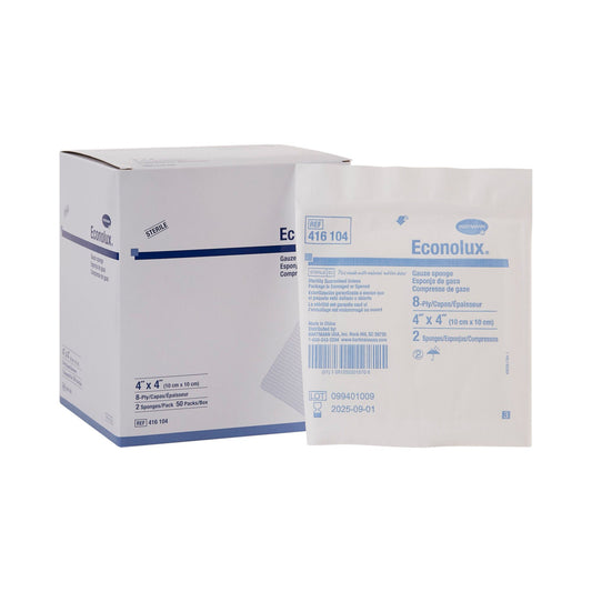 Econolux® Sterile Gauze Sponge, 4 X 4 Inch, Eight-Ply, 1200/Cs