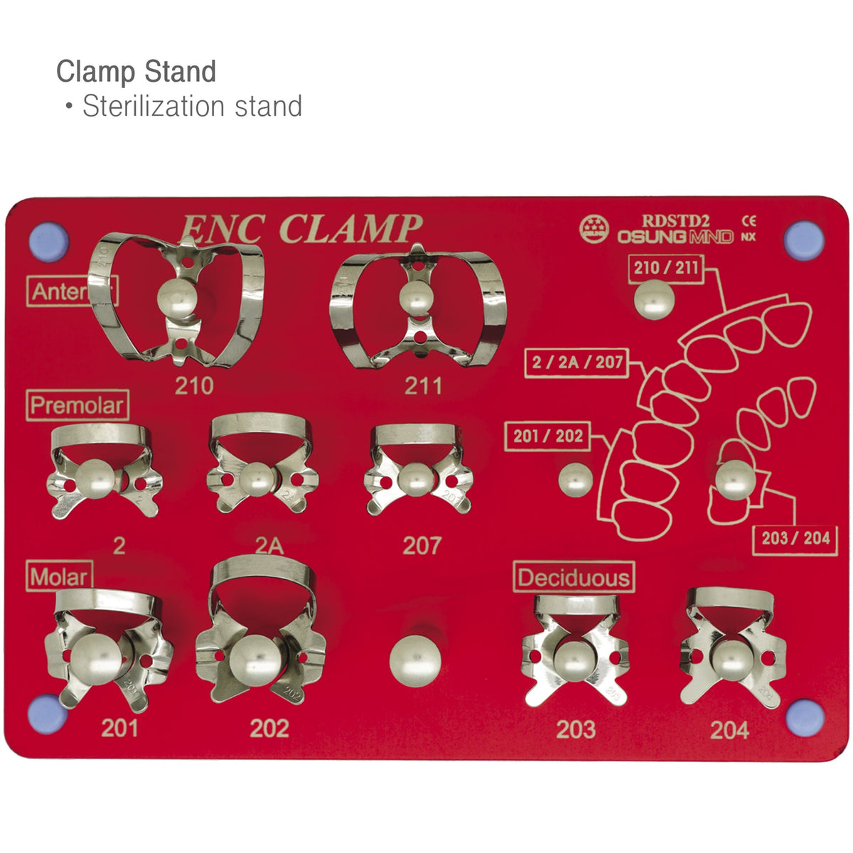Osung Rubber Dam Clamp Set with Sterilization Stand -RDCSET - Osung USA