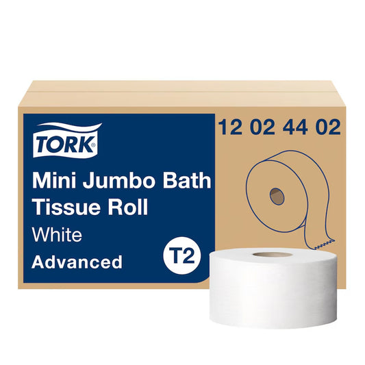 Tork® Advanced Mini Jumbo Size Cored Roll Two-Ply Toilet Paper, 12/CS