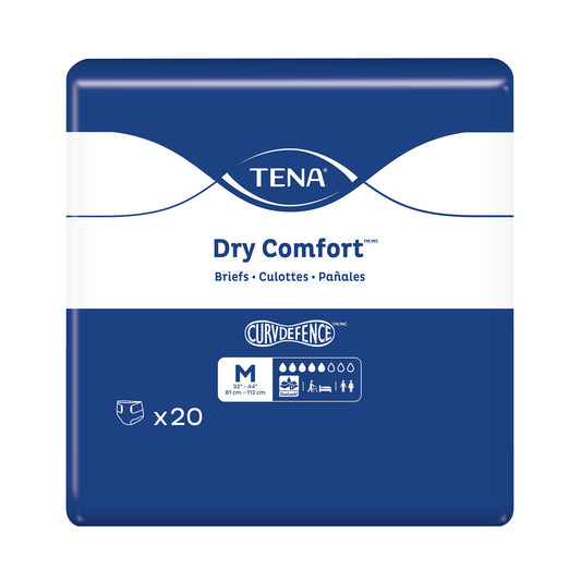 Tena® Dry Comfort™ Briefs With Curvdefence™, Medium, 32 – 44 Inch, Five Drops, 80/Cs
