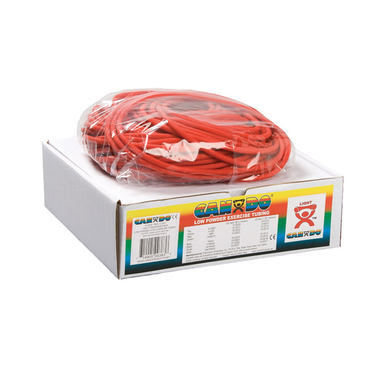 CanDo® Low Powder Exercise Resistance Tubing, Red, 100', Light Resistance, 1/EA