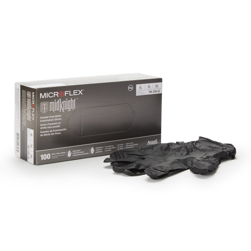 MICROFLEX® MIDKNIGHT™ NITRILE EXAM GLOVE, EXTRA LARGE, BLACK, SOLD AS 10/CASE MICROFLEX MK-296-XL