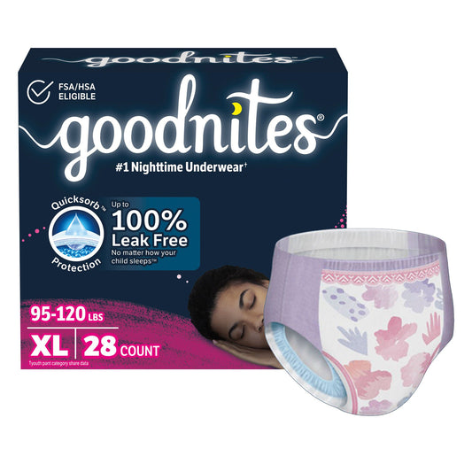GoodNites® Bedwetting Underwear, Extra Large for Girls weighing 95 – 140 lbs., 28/CS