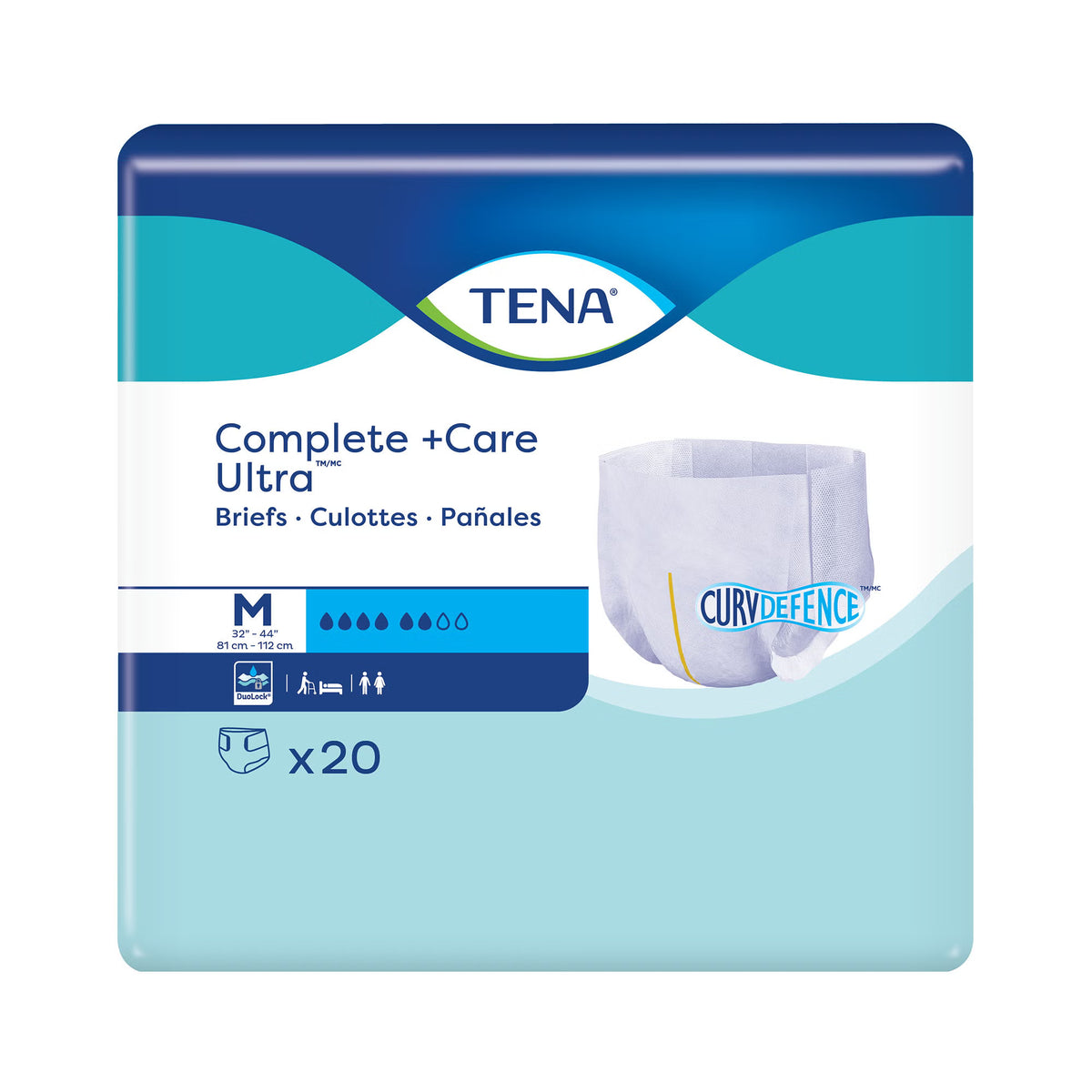 Tena Complete +Care Ultra™ Briefs With Curvdefence™, Medium, 80/Cs