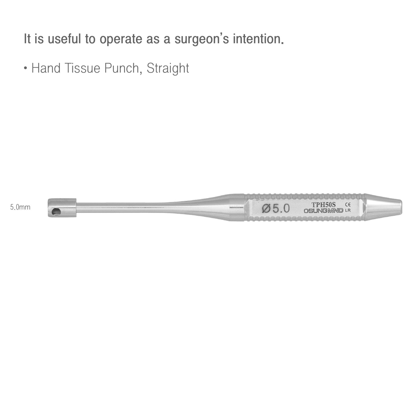 Osung 5.0mm Hand Tissue Punch Straight Biopsy Punch -TPH50S - Osung USA