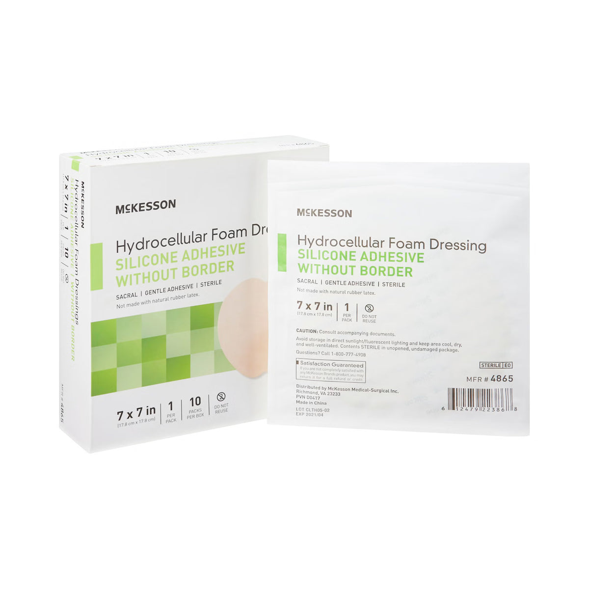Mckesson Hydrocellular Foam Dressing, Silicone Adhesive, W/O Border, 7 X 7 Inch, 10/Bx