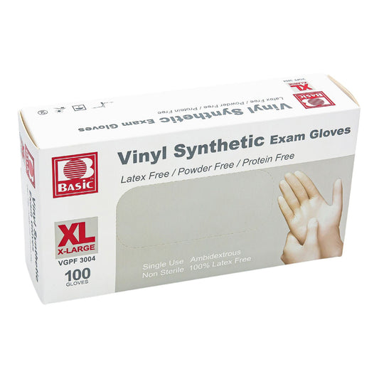 Basic® Vinyl Exam Glove, Extra Large, White, 1/Bx
