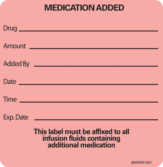 MedVision® "Medication Added" Advisory Label, 2.5 x 2.5 Inch, 1/RL