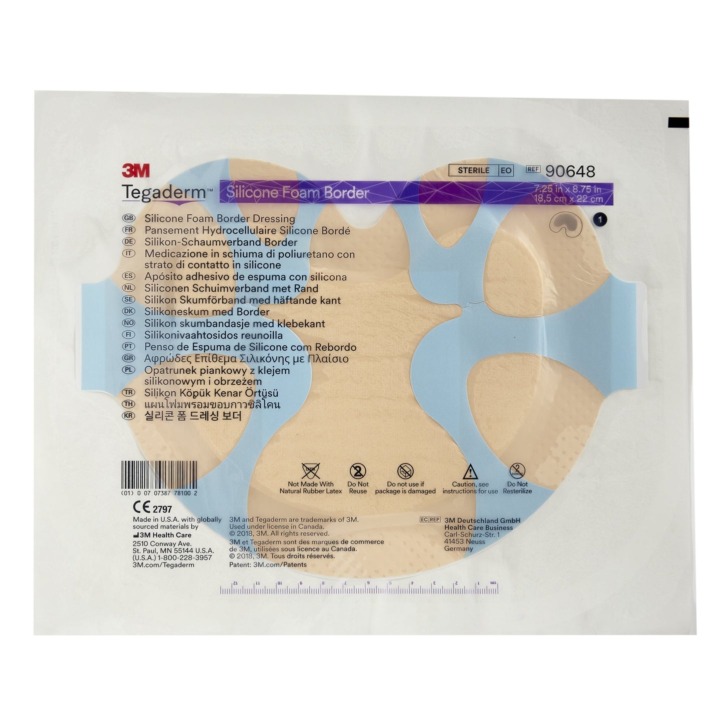 3M™ Tegaderm™ Silicone Foam Dressing, 7-1/4 x 8-3/4 Inch 5/BOX -90648