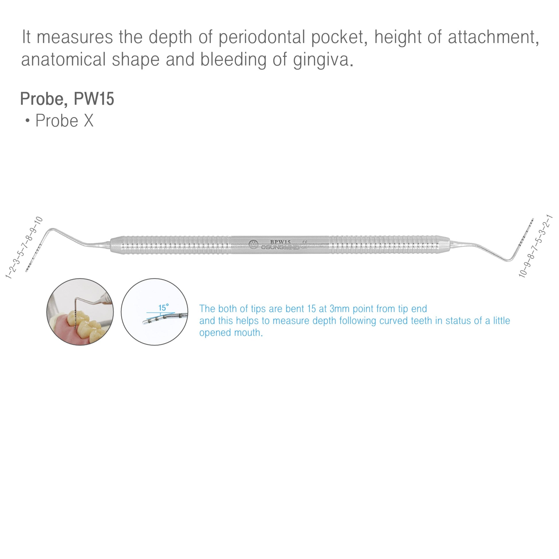 Osung PW15 Dental Probe Metal handle -BPW15 - Osung USA