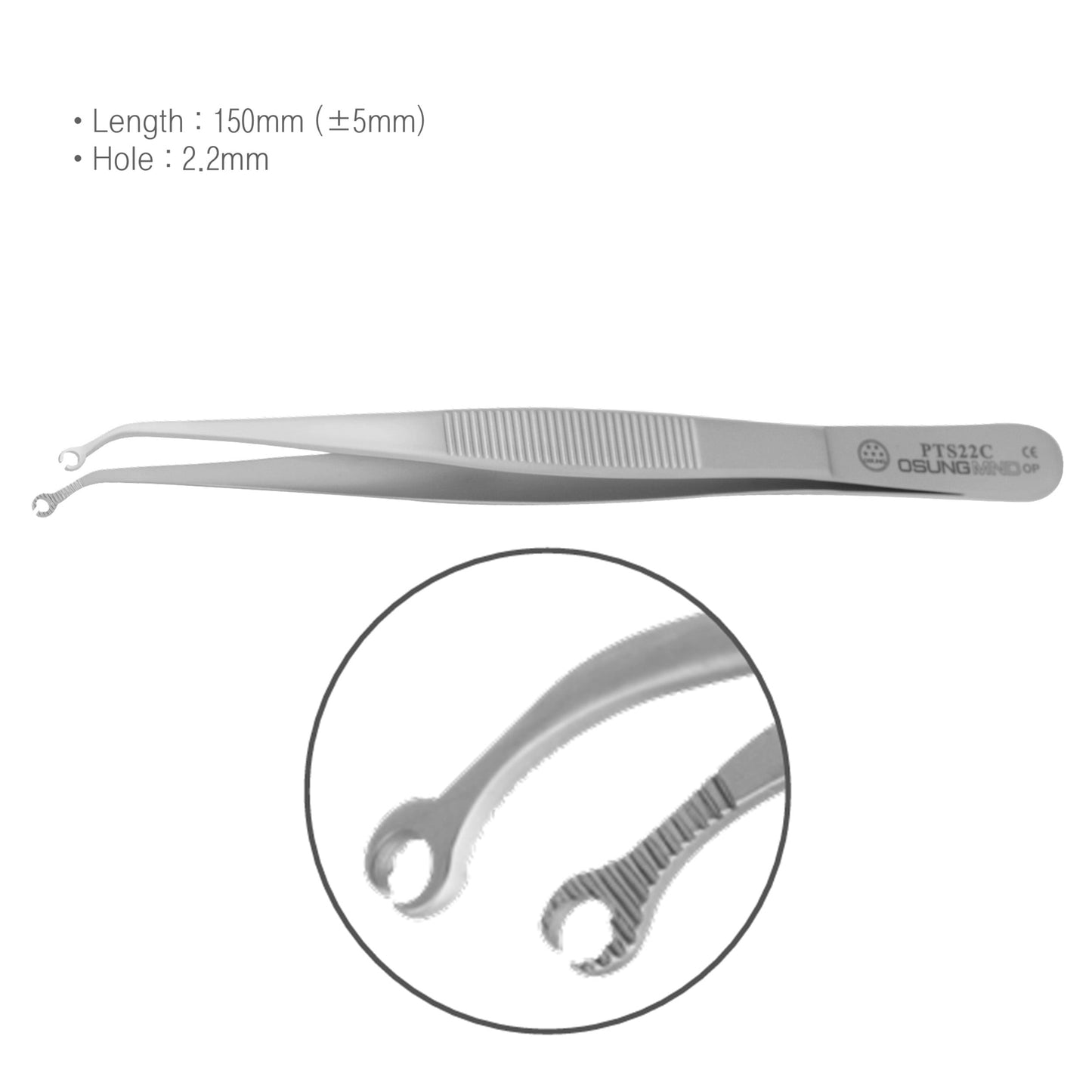 Osung 5.9" Suture Tissue Forceps Dental Pliers Hole Dia 2.2mm -PTS22C - Osung USA