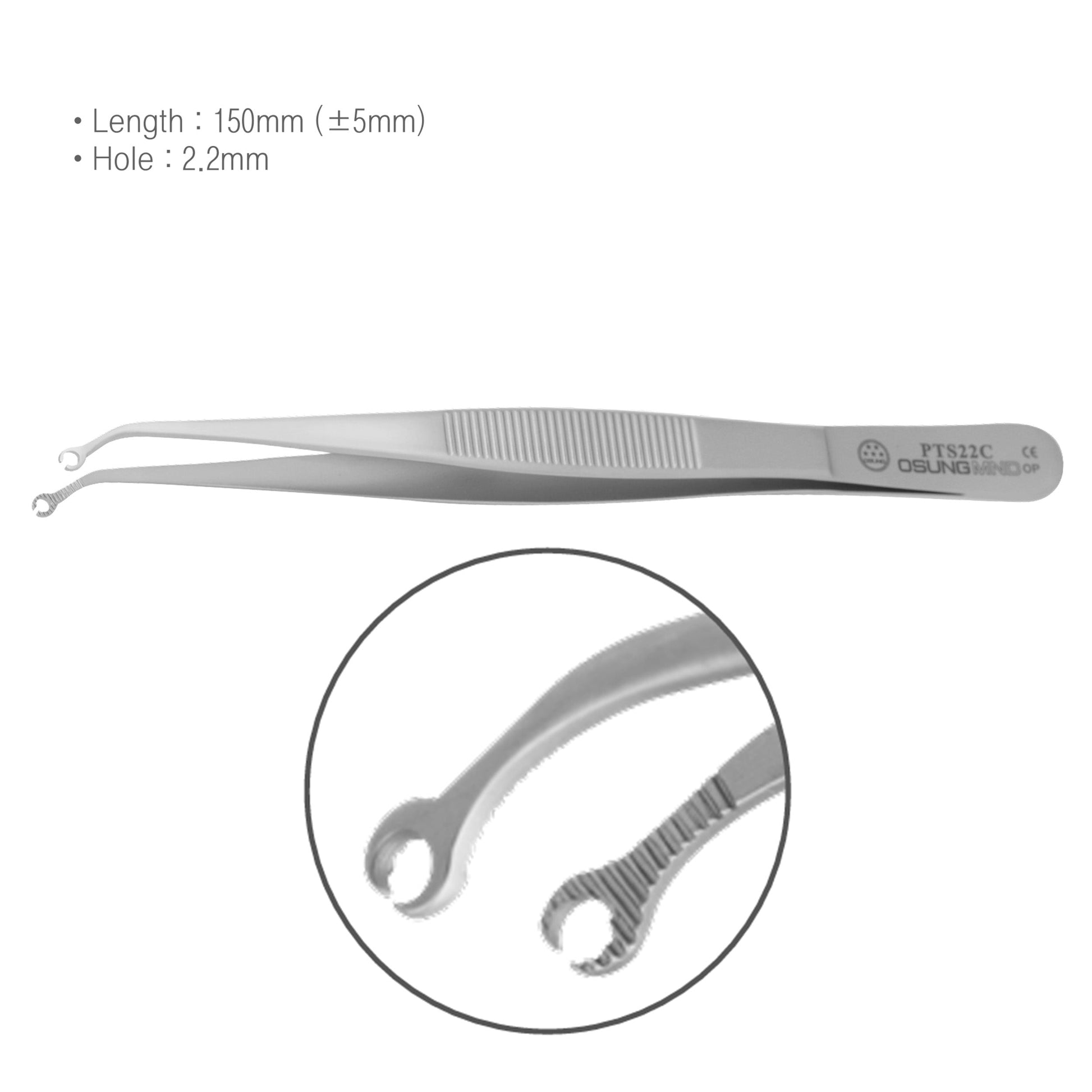 Osung 5.9" Suture Tissue Forceps Dental Pliers Hole Dia 2.2mm -PTS22C - Osung USA