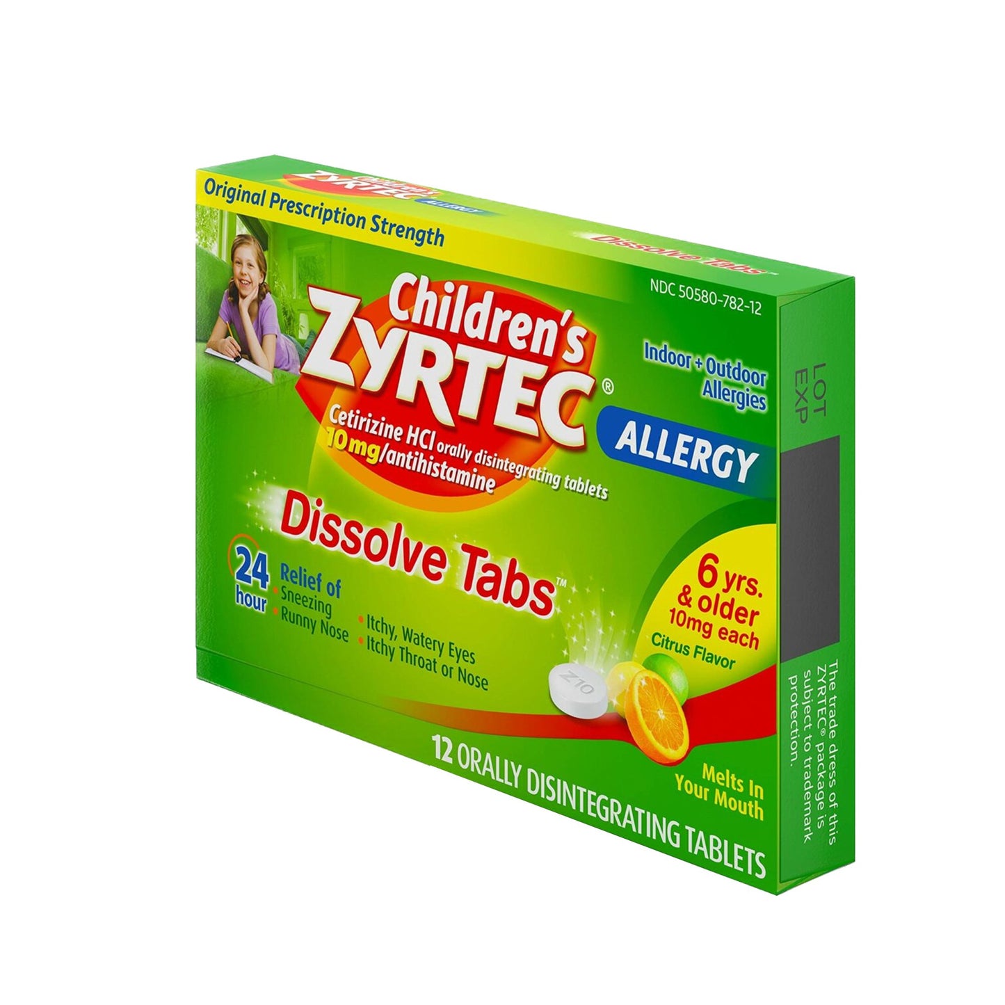 Zyrtec Children's Allergy Orally Dissolve Tabs, Citrus Flavor 12/CARTON -05058078212