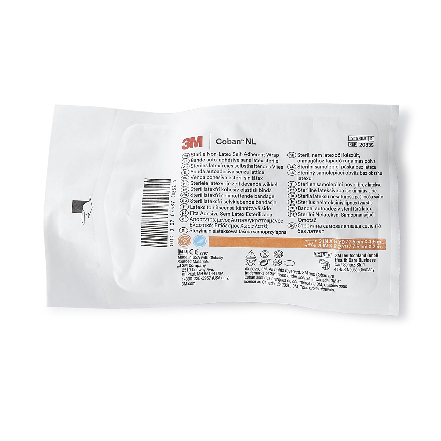 3M™ Coban™ LF Self-adherent Closure Cohesive Bandage, 3 Inch x 5 Yard 24/CASE -2083S