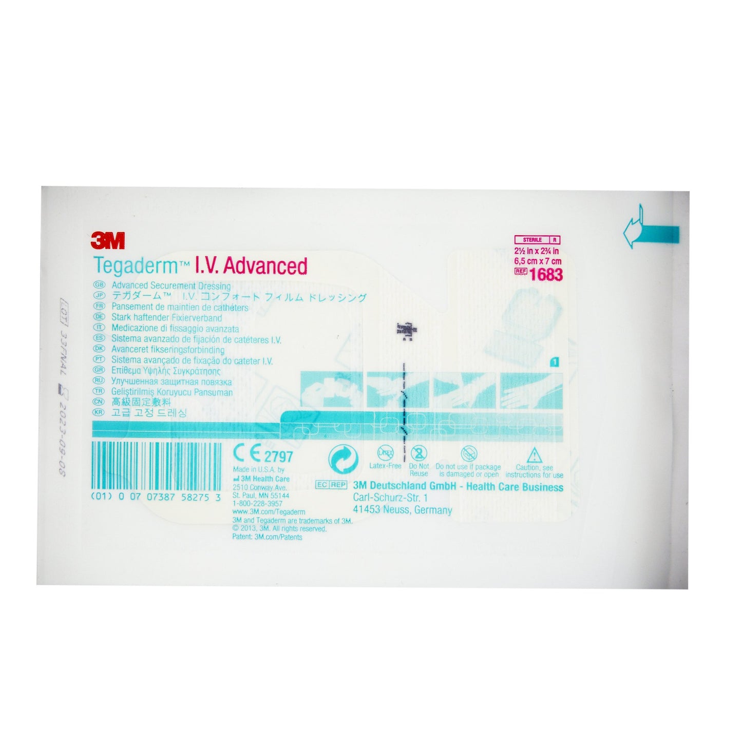 3M™ Tegaderm™ IV Advanced Securement Dressing, 2 x 2½ Inch 400/CASE -1683