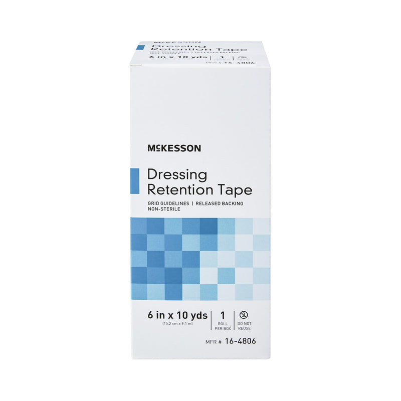 McKesson Nonwoven Fabric / Printed Release Paper Dressing Retention Tape, 6 Inch x 10 Yard, White