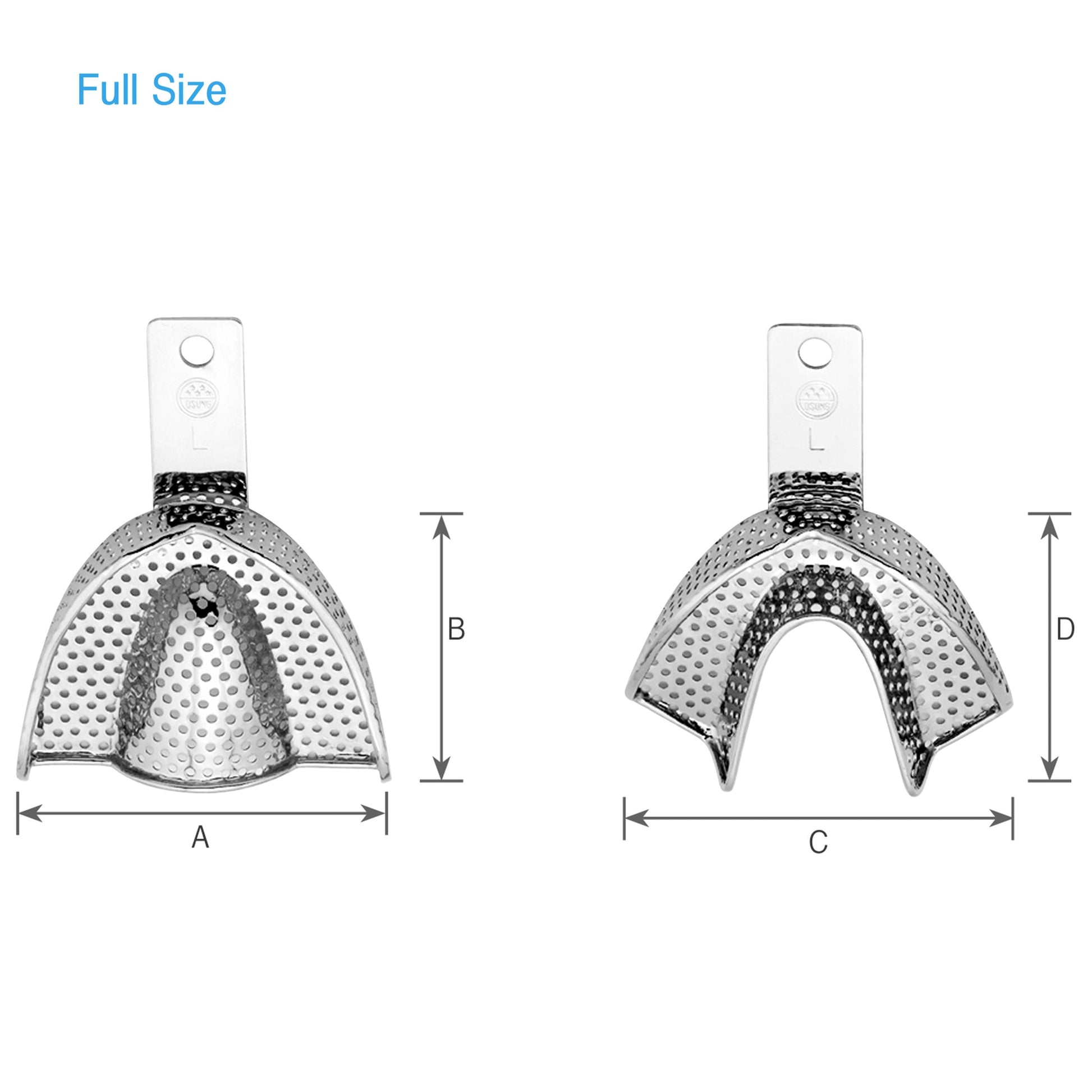 Dental Impression Tray, Reg, Ni-Brass, TBWXLL - Osung USA