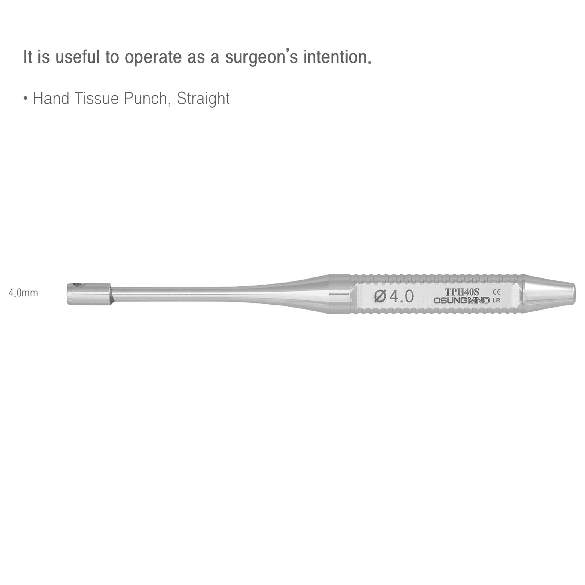 Osung 4mm Hand Tissue Punch Straight Biopsy Punch -TPH40S - Osung USA