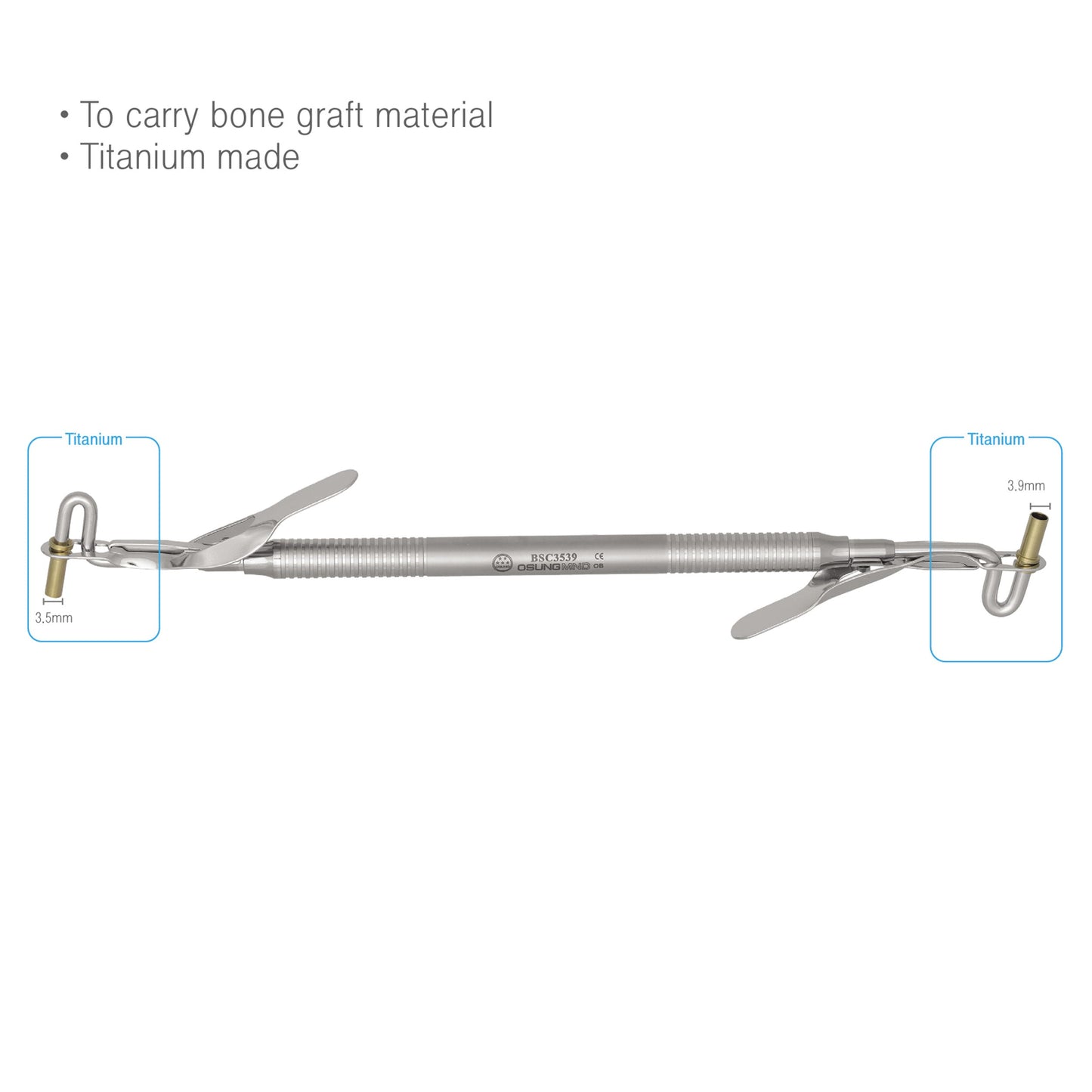 Osung Titanium Bone Graft Carrier 3.5/3.9 mm Dia -BSC3539 - Osung USA