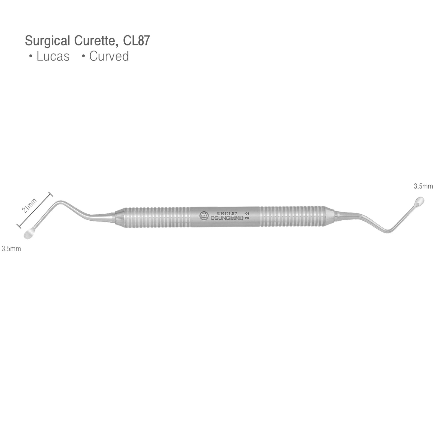 Osung #87 Lucas Curved Surgical Curette 3.5mm -URCL87 - Osung USA