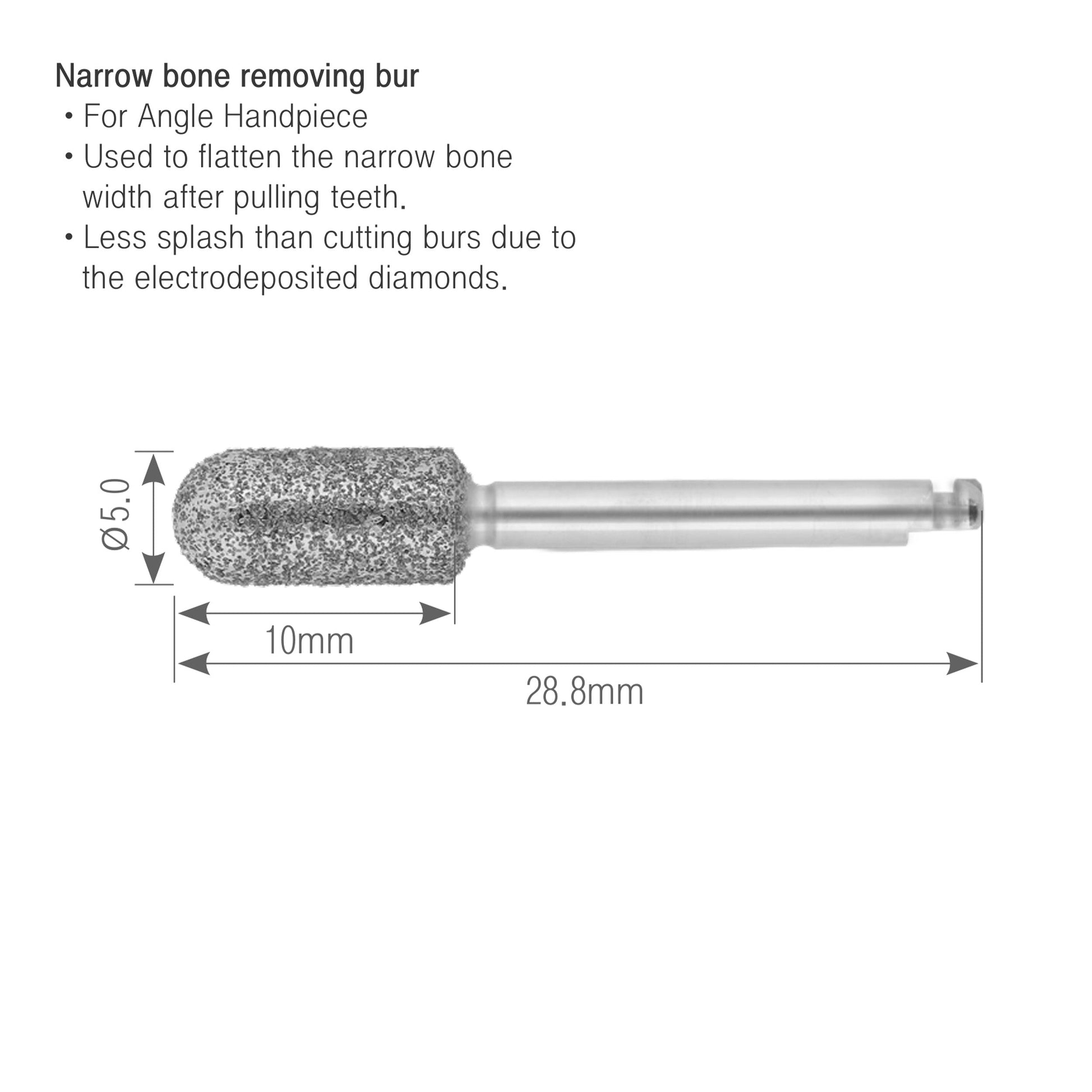 Osung Narrow Bone Removing Bur 5mm Dia. -NBRBEC50 - Osung USA