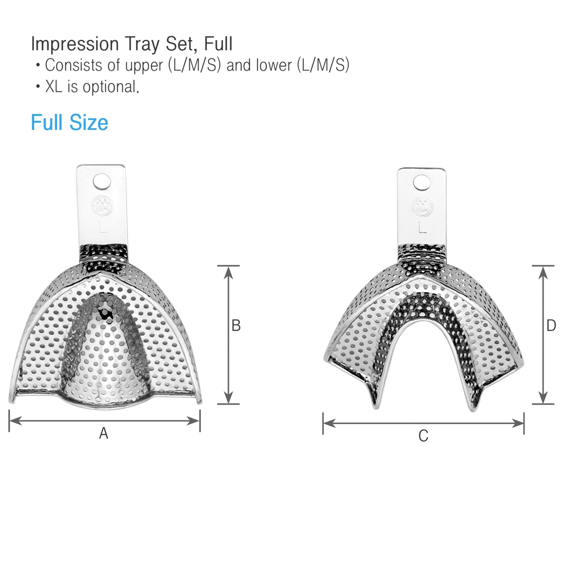 Dental Impression Tray Set, 6 pc, Reg, TBWZ6 - Osung USA