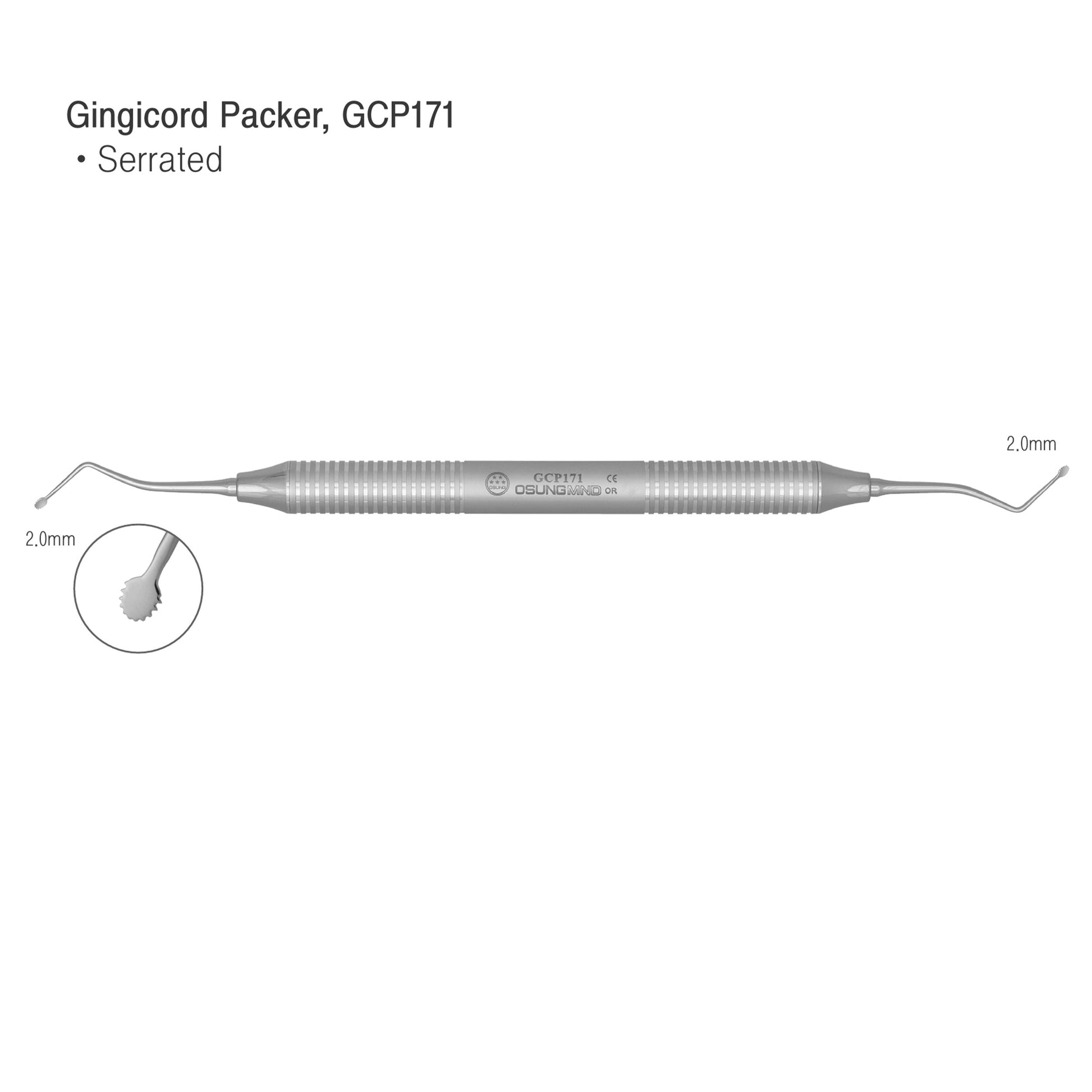 Osung 2.0mm Dental Gingival Cord Packer Serrated Premium -GCP171 - Osung USA