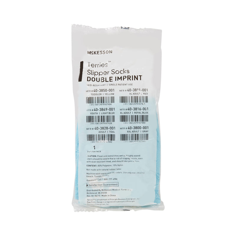 McKesson Terries™ Double Tread Slipper Socks, Youth 1/PAIR -40-3849-001 - BriteSources