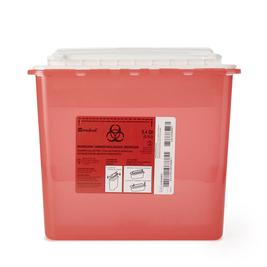 AP Line Biohazard Waste Container, 5.4 Quart, 12 x 4½ x 10-4/5 Inch 12/CASE -FGAP5Q4RC001