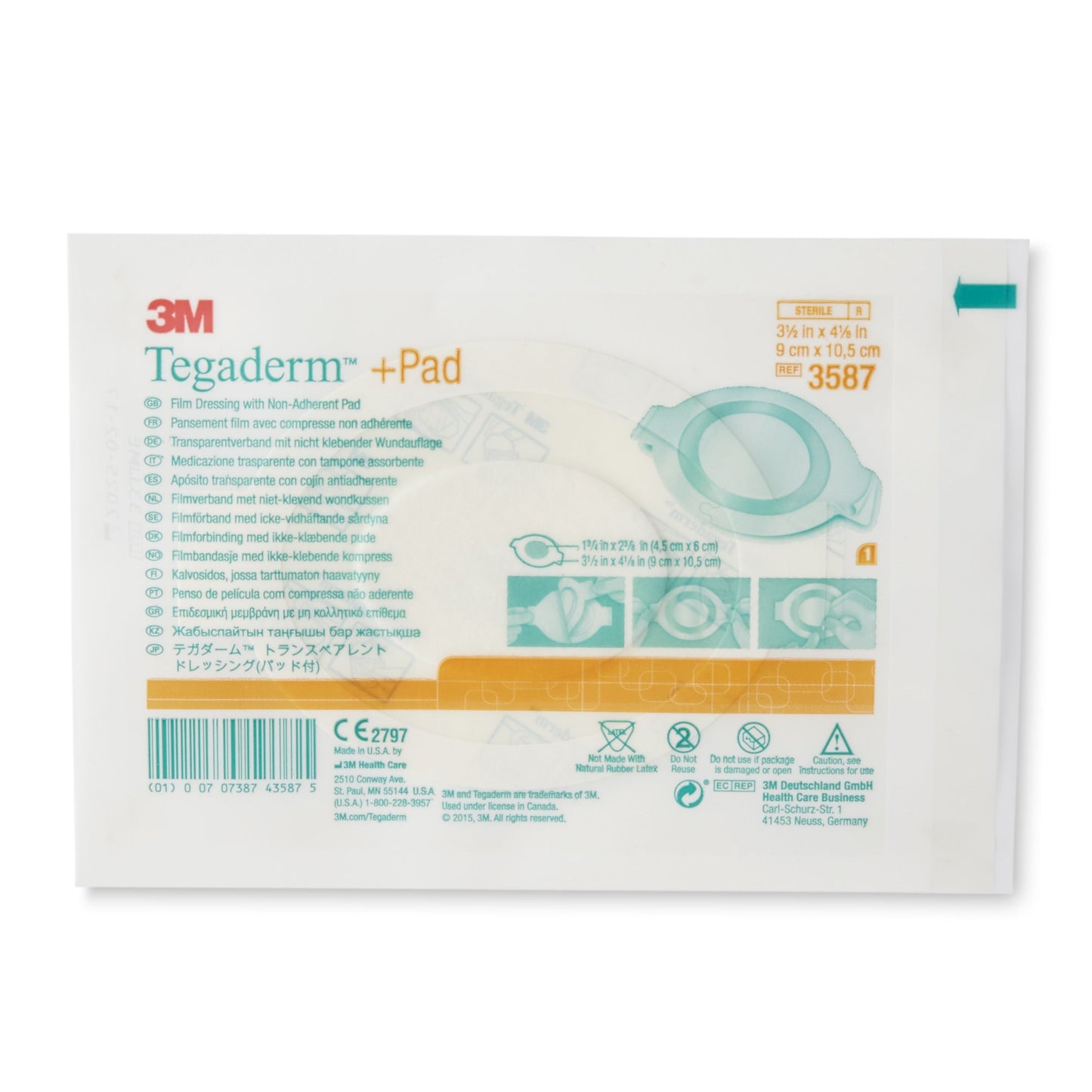 3M™ Tegaderm™ Transparent Film Dressing with Pad, 3½ x 4 Inch 1/EACH -3587