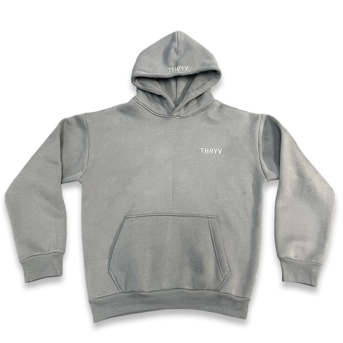 THRYV Heavyweight Organic Cotton Grey Hoodie.