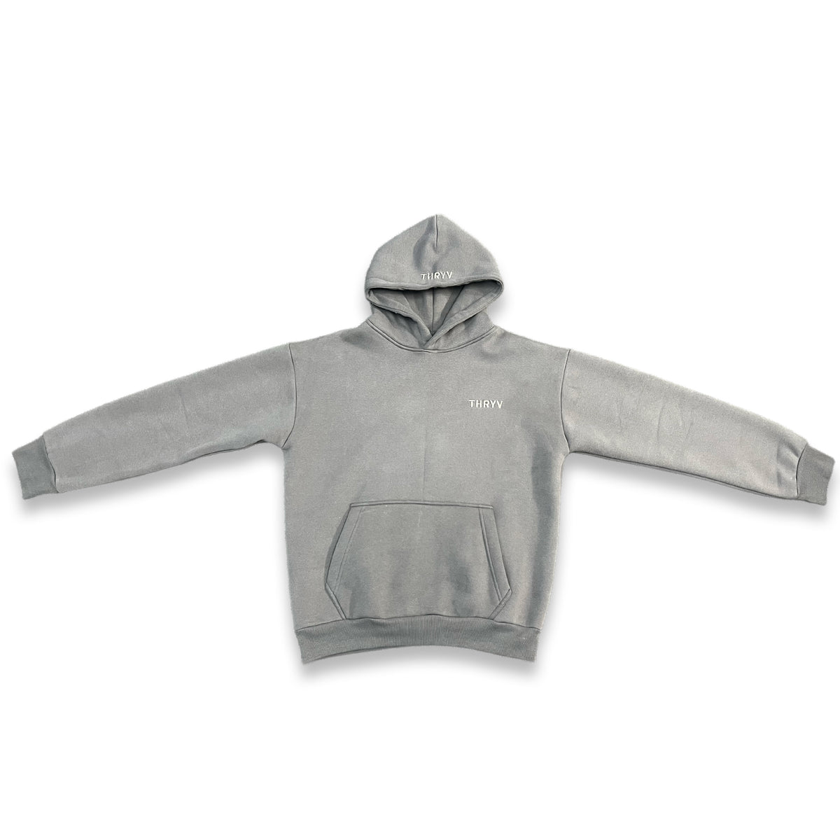 THRYV Heavyweight Organic Cotton Grey Hoodie.